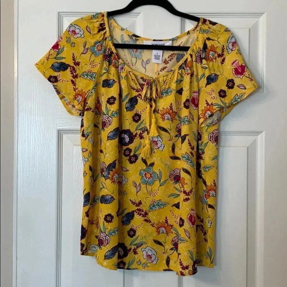Workshop Republic Summer Yellow Floral Print Top - Picture 2 of 5